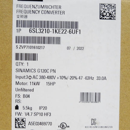 Siemens Sinamics G120C 6SL3210-1KE22-6UF1 6SL3 210-1KE22-6UF1 / Neu OVP versiegelt