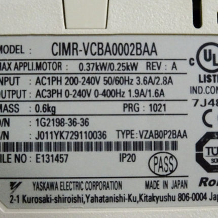 Yaskawa Frequenzumrichter CIMR-VCBA0002BAA 0.37kW