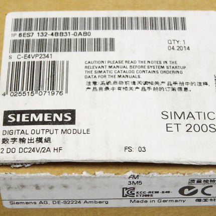 Siemens ET200S 6ES7132-4BB31-0AB0 6ES7 132-4BB31-0AB0 / Inhalt:5 Stück / Neu OVP