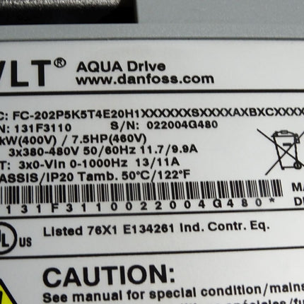 Danfoss VLT Aqua Drive 131F3110 5.5kW FC-202P5K5T4E20H1