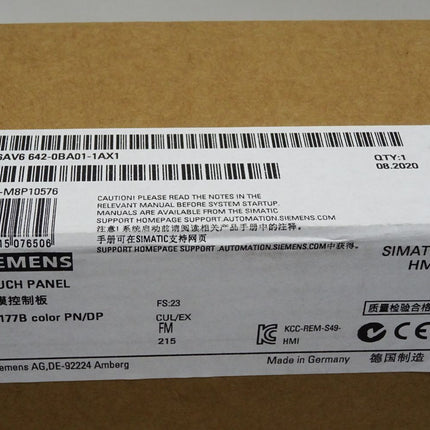 Siemens TP177B color Touch Panel 6AV6642-0BA01-1AX1 6AV6 642-0BA01-1AX1 / Neu OVP versiegelt