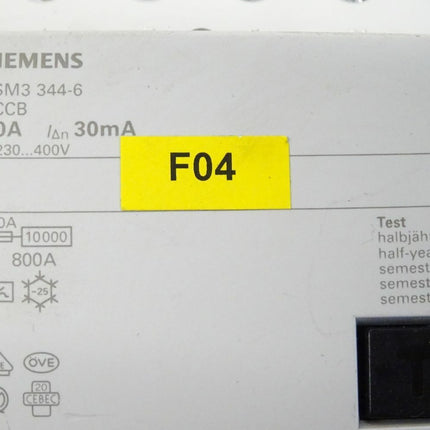 Siemens 5SM3 344-6 / 5SM3344-6 / RCCB 40A 30mA