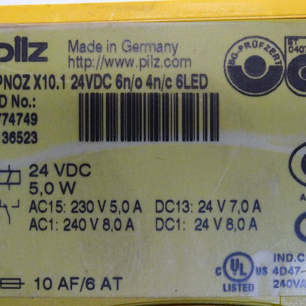 Pilz PNOZ X10.1 24VDC 6n/o 4n/c 6LED 774749