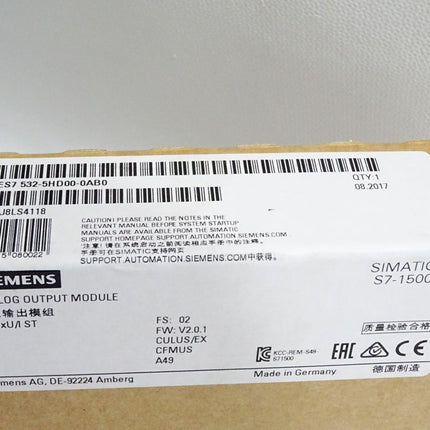 Siemens S7-1500 6ES7532-5HD00-0AB0 6ES7 532-5HD00-0AB0 Neu OVP versiegelt