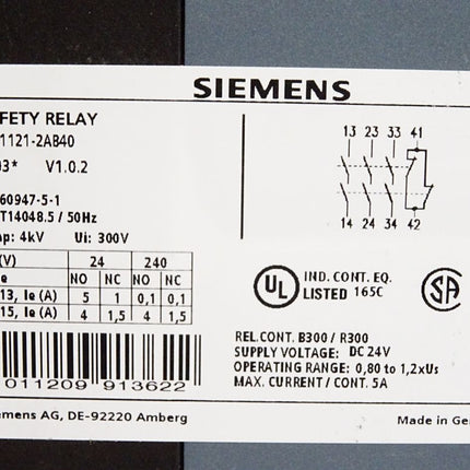 Siemens Safety Relay 3SK1121-2AB40