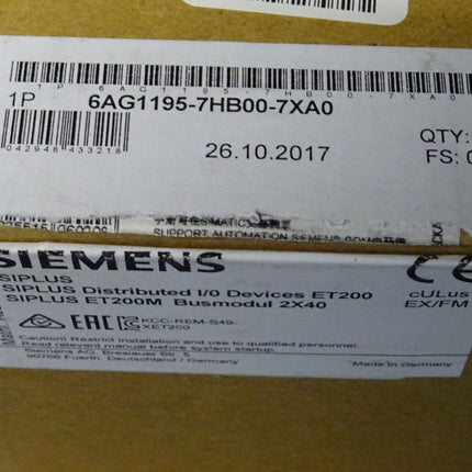 Siemens 6AG1195-7HB00-7XA0 Siplus 6AG1 195-7HB00-7XA0 Baugruppenträger neu-OVP