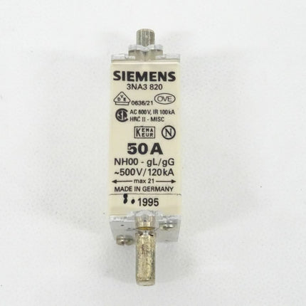 Siemens 3NA3820 0636/21 50A NH00 - gL/gG / 3NA3 820