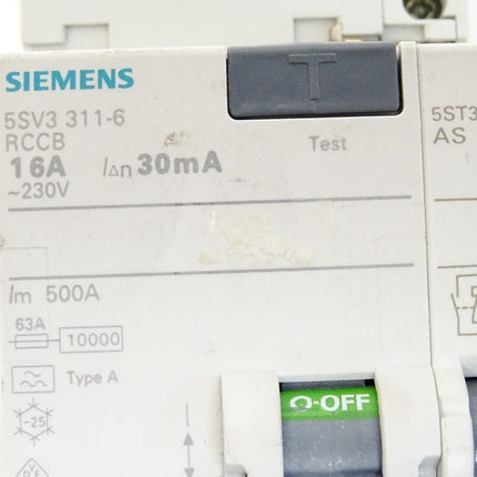 Siemens FI-Schutzschalter 5SV3311-6 RCCB 16A