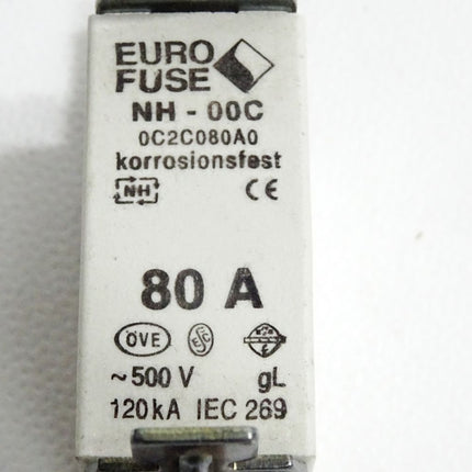 Euro Fuse Sicherung NH-00C 0C2C080A0 80A 500VAC 120kA