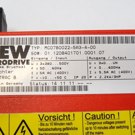 SEW Eurodrive Movitrac Umrichter 2.2kW MC07B0022-5A3-4-00