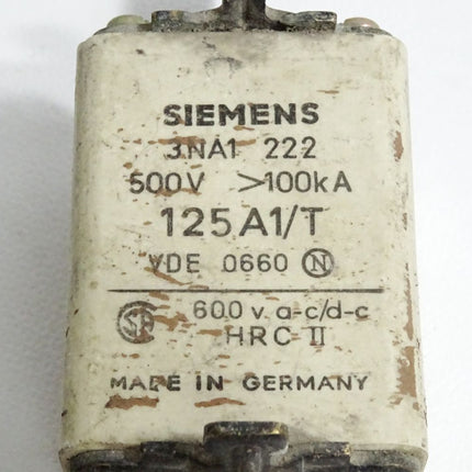 Siemens Sicherung 3NA1222 3NA1 222 500V 100kA 125A  1/T