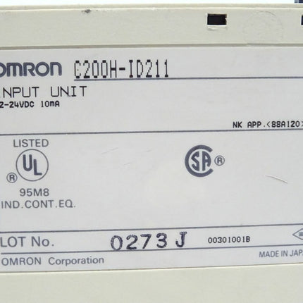 Omron C200H-ID211 Eingabeeinheit 12-24VDC / 10mA LOT: 0273J 00301001B