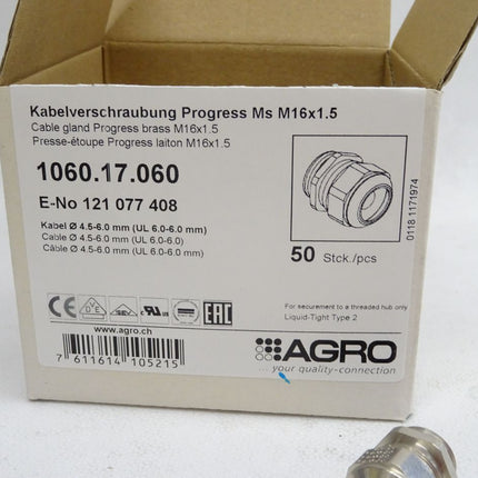 Agro Kabelverschraubung Progress Messing M16x1.5 1060.17.060 / Inhalt:50 Stück / Neu OVP