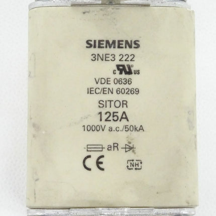 Siemens SITOR 3NE3222 VDE 0636 IEC/EN 60269 125A 1000V 3NE3 222