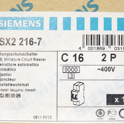 Siemens Leitungsschutzschalter 5SX2216-7 / Neu OVP