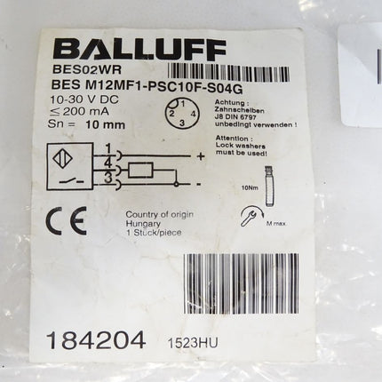 Balluff Induktiver Standardsensor BES02WR BES M12MF1-PSC10F-S04G / Neu OVP