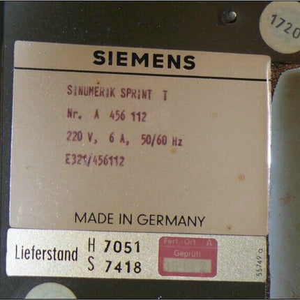 Siemens Sinumerik Sprint T / A 456 112 / E321 / 456112 + GN777A + GN816A +