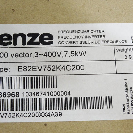 Lenze Frequenzumrichter 8200 Vector E82EV752K4C200 13436968 7.5kW / Neu OVP versiegelt