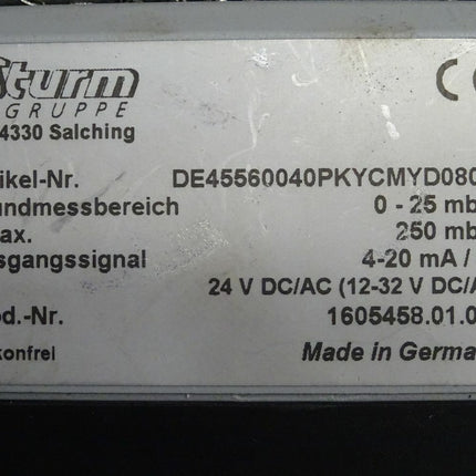 Sturm Gruppe 1605458.01.002 DE45560040PKYCMYD0808 / 0 - 25 mbar  max 250 mbar