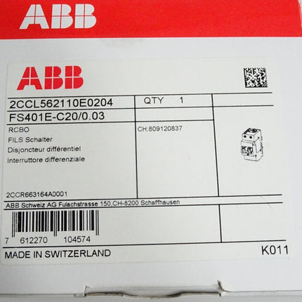 ABB Smiss Line FILS Schalter 2CCL562110E0204 2CCR663164A0001 / Neu OVP