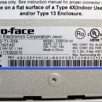 Proface 3280024-02 AGP3750-T1-D24 PFXGP3750TAD HMI Panel