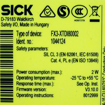 Sick 1044124 FX3-XTDI80002 Sicherheitssteuerung