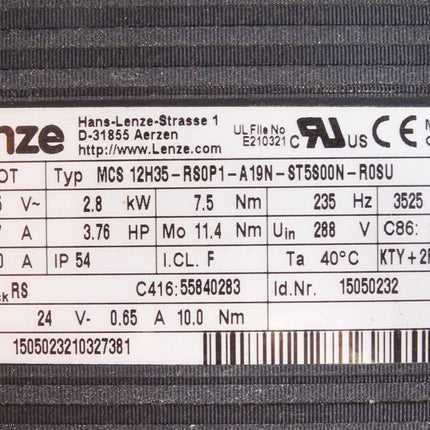 Lenze Servomotor MCS12H35-RS0P1-A19N-ST5S00N-R0SU 3525 min-1