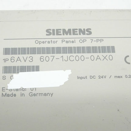 Siemens 6AV3607-1JC00-0AX0 / 6AV3 607-1JC00-0AX0 / OP7-PP Panel