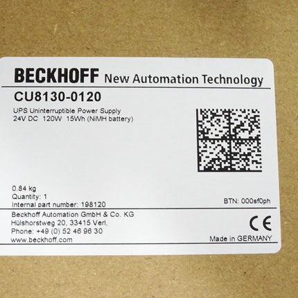 Beckhoff CU8130-0120 batteriegestützte unterbrechungsfreie Stromversorgung USV / Neu OVP