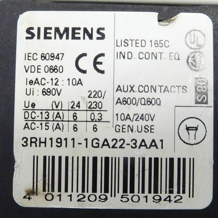 Siemens 3RH1911-1GA22-3AA1 + 3RH1262-1BB40 / 3RH 1911-1GA22-3AA1  / 3RH1 262-1BB40