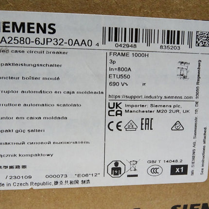 Siemens Kompaktleistungsschalter 3VA2580-6JP32-0AA0 / Neu OVP