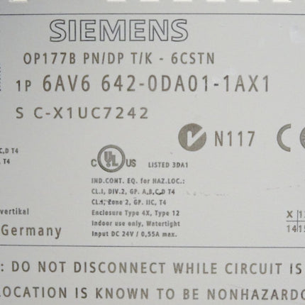 Siemens Backcover Rückschale Panel OP177B PN/DP T/K -6CSTN 6AV6642-0DA01-1AX1 6AV6 642-0DA01-1AX1