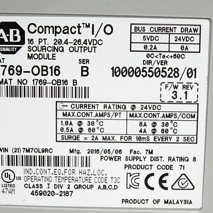 Allen Bradley 1769-OB16 Compact I/O Digital-Ausgangsmodul