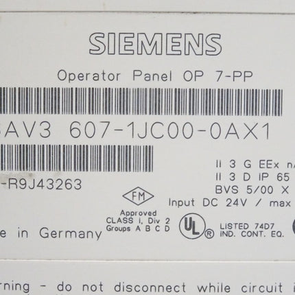 Siemens Backcover Rückschale Panel OP7-PP 6AV3607-1JC00-0AX1 6AV3 607-1JC00-0AX1