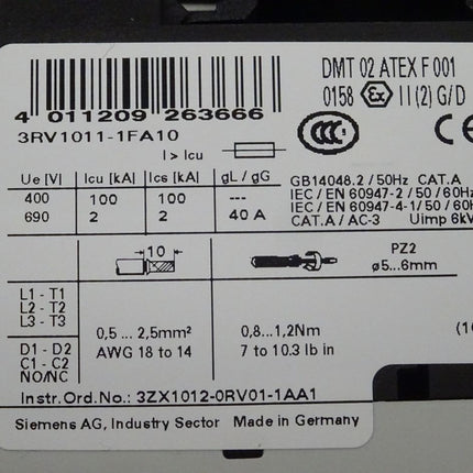 Siemens 3RA1110-1FD15-1BB4 / 3RA1 110-1FD15-1BB4 Starterkombination NEU/OVP