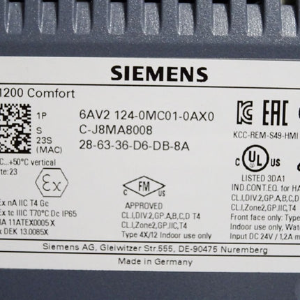 Siemens TP1200 Comfort Panel 6AV2124-0MC01-0AX0 6AV2 124-0MC01-0AX0 - zum Teil erneuert - Maranos.de