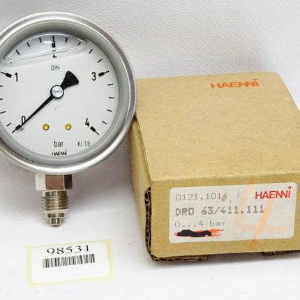 Haenni Manometer 0121.1014 DRO 63/411.111 0...4bar / Neu OVP