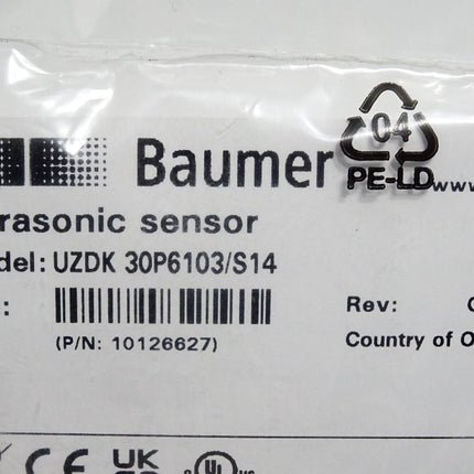 Baumer 10126627 UZDK 30P6103/S14 Ultraschall Sensor / Neu OVP