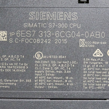 Siemens S7-300 CPU 313C-2 DP 6ES7313-6CG04-0AB0 6ES7 313-6CG04-0AB0