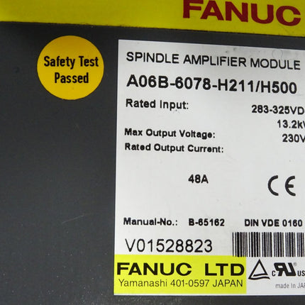 Fanuc Spindle Amplifier Module A06B-6078-H211/H500 13.2kW