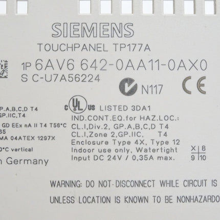 Siemens Backcover Rückschale Panel Touch TP177A 6AV6642-0AA11-0AX0 6AV6 642-0AA11-0AX0