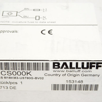 Balluff Kapazitiver Sensor BCS000K BCS M18KM3-UST80G-BV02 / Neu OVP versiegelt