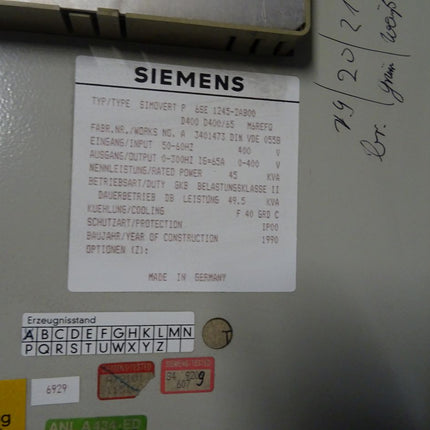 Siemens 6SE1245-2AB00 / 6SE 1245-2AB00 SIMOVERT P 45KVA 3 AC 380/415V