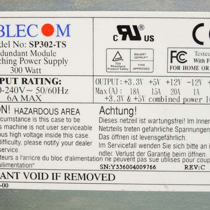 Ablecom SP302-TS Switching Power Supply 300W