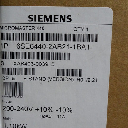 Siemens Micromaster 440 6SE6440-2AB21-1BA1 1.10kW / Neuwertig OVP