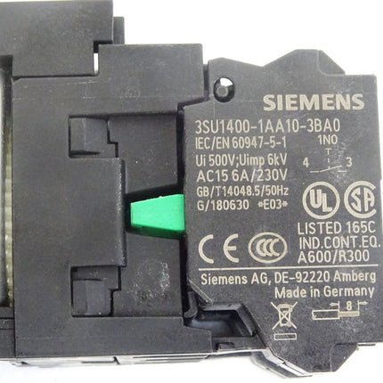 Siemens Drucktaster schwarz + 3SU1400-1AA10-3BA0 + 3SU1400-1AA10-3CA0 / Neuwertig