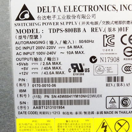 Delta Electronics TDPS-800BB 0170-0010-06 Switching Power Supply