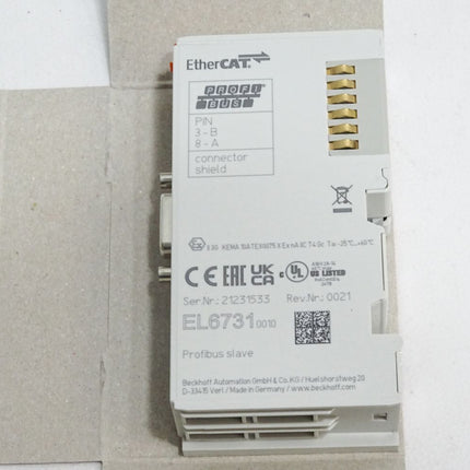 Beckhoff EL6731 0010 Rev.0021 PROFIBUS-Masterklemme / Neu OVP