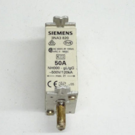 Siemens 3NA3 820 Sicherung 500V / 50A / NH000-gL7gG / 3NA3820