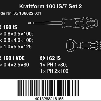 Wera 05136022001Kraftform 100 iS/7 Set 2 Schraubendrehersatz Plus Serie 100